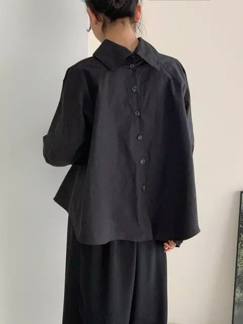 French Chic - Korean Women Fashion - #womensfashion - LEME Loose-fit Poplin High-Collar Cotton Blouse - 2