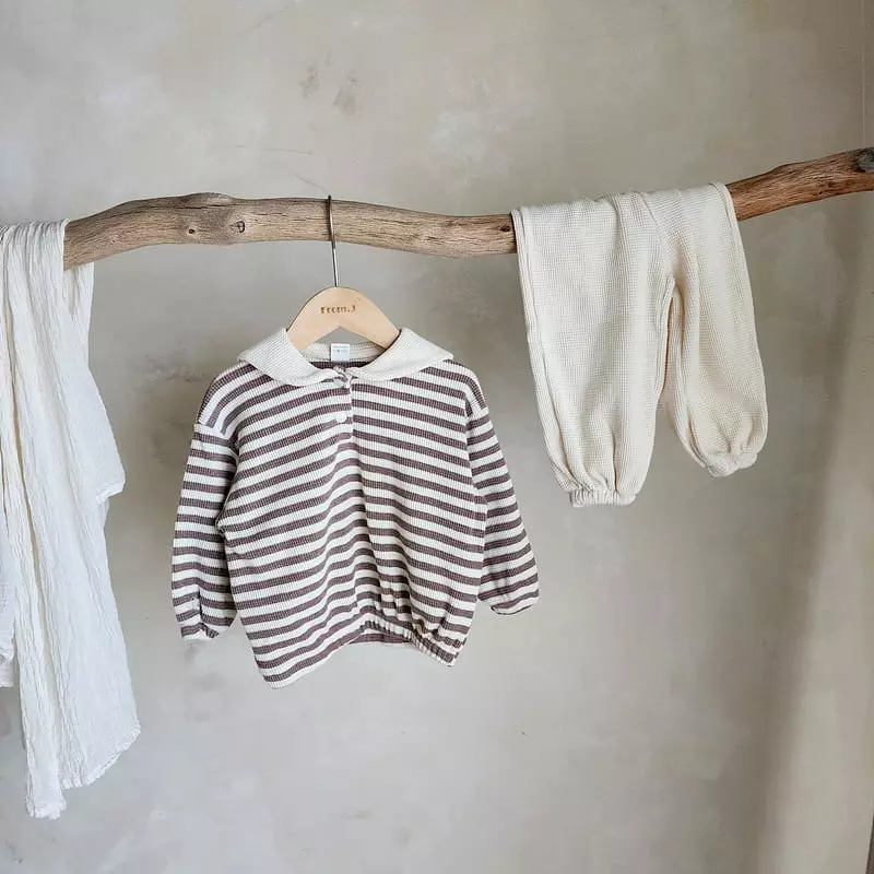 From J - Korean Baby Fashion - #babyboutique - Waffle Sailor Top Bottom Set - 5