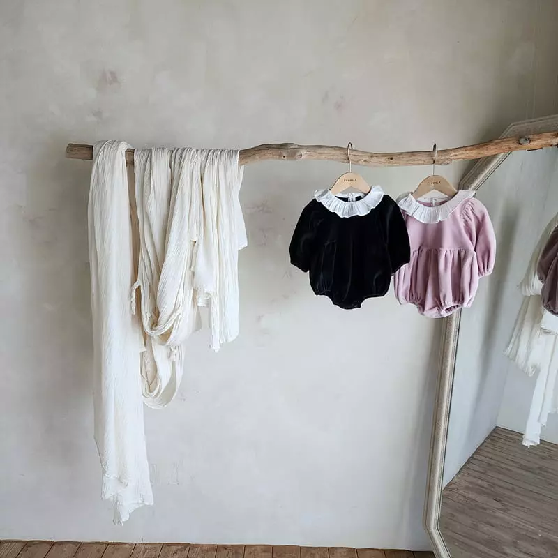 From J - Korean Baby Fashion - #babyclothing - Velvet Frill Bodysuit - 10
