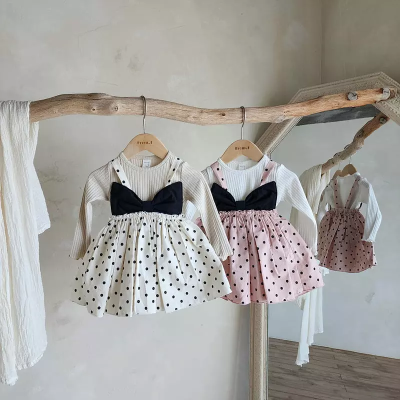 From J - Korean Baby Fashion - #babyfashion - Dot Ribbon Bodysuit - 3