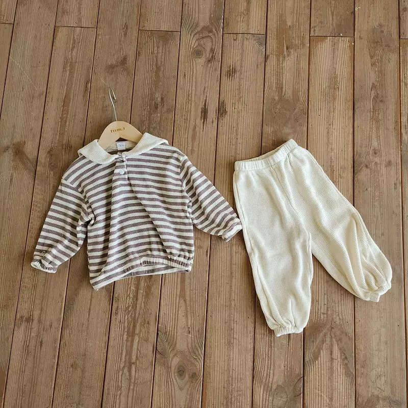 From J - Korean Baby Fashion - #babyfashion - Waffle Sailor Top Bottom Set - 8