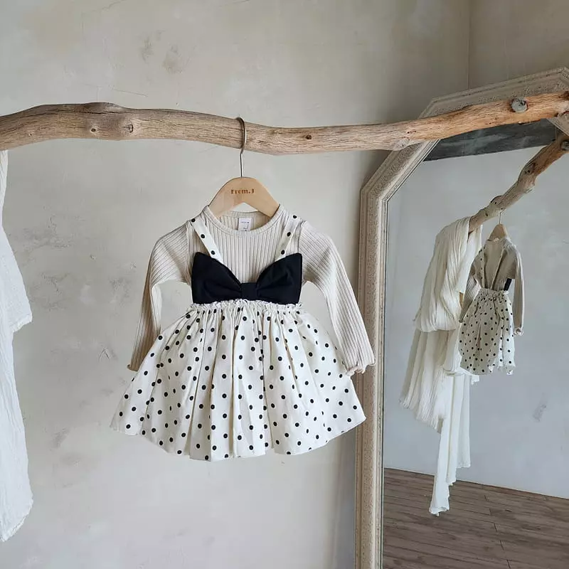 From J - Korean Baby Fashion - #babygirlfashion - Dot Ribbon Bodysuit - 5