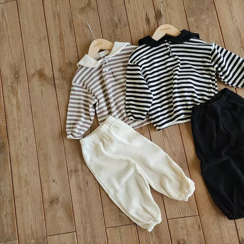 From J - Korean Baby Fashion - #babygirlfashion - Waffle Sailor Top Bottom Set - 10