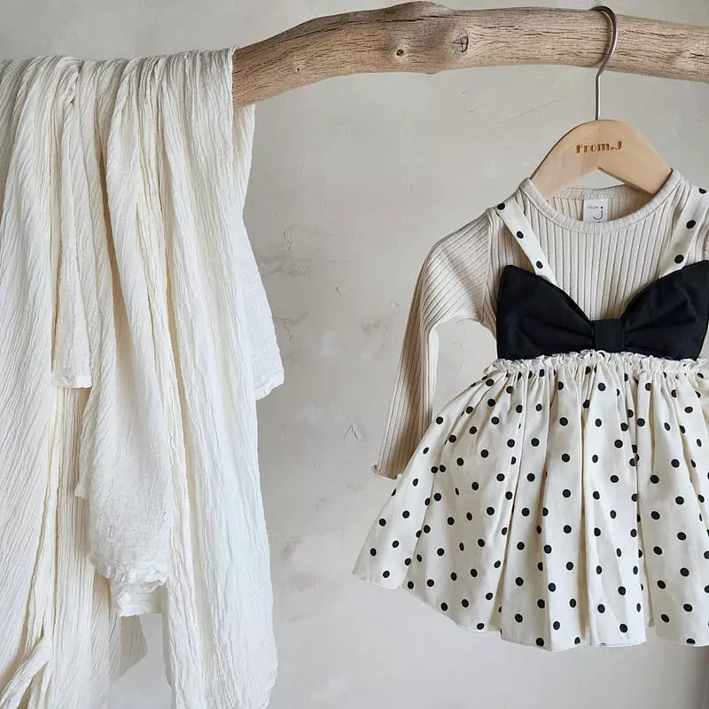 From J - Korean Baby Fashion - #babylifestyle - Dot Ribbon Bodysuit - 6