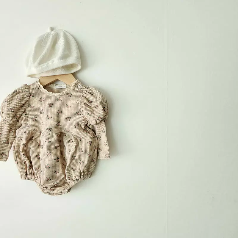From J - Korean Baby Fashion - #babygirlfashion - Bara Flower Waffle Bodysuit - 4