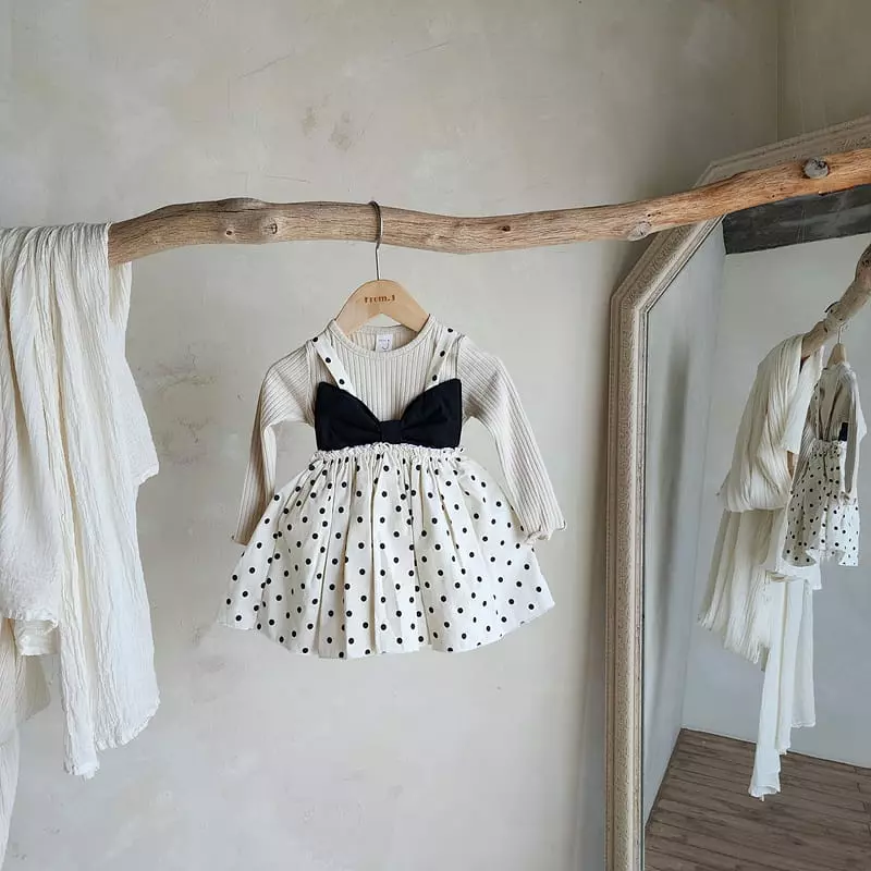 From J - Korean Baby Fashion - #babyoninstagram - Dot Ribbon Bodysuit - 7