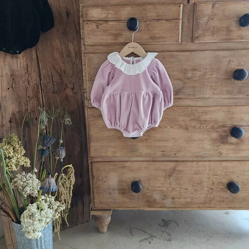 From J - Korean Baby Fashion - #babyootd - Velvet Frill Bodysuit