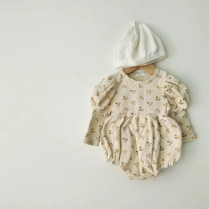 From J - Korean Baby Fashion - #babyoutfit - Bara Flower Waffle Bodysuit - 7