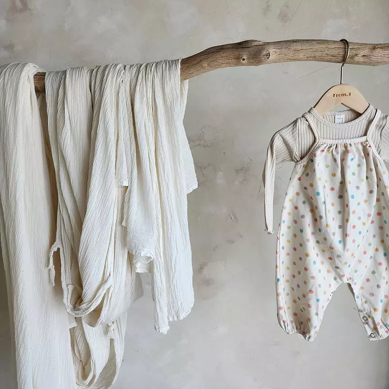 From J - Korean Baby Fashion - #babywear - Dot Dungarees Bodysuit - 8