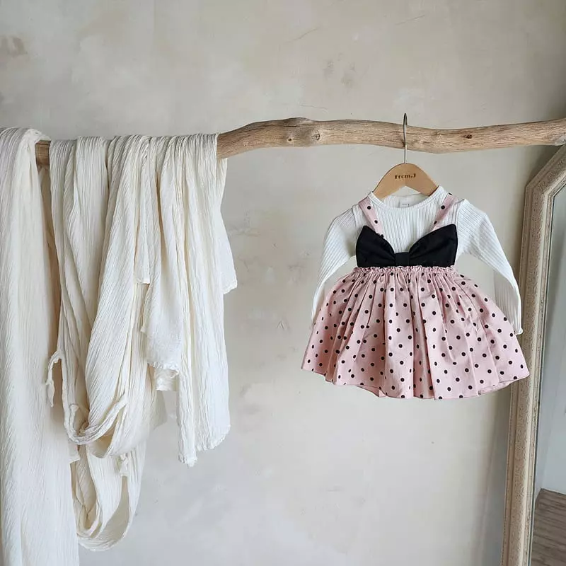 From J - Korean Baby Fashion - #onlinebabyboutique - Dot Ribbon Bodysuit - 12