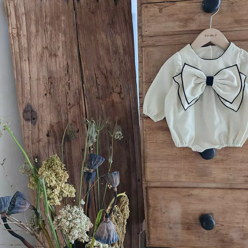 From J - Korean Baby Fashion - #babywear - Double Ribbon Bodysuit - 4
