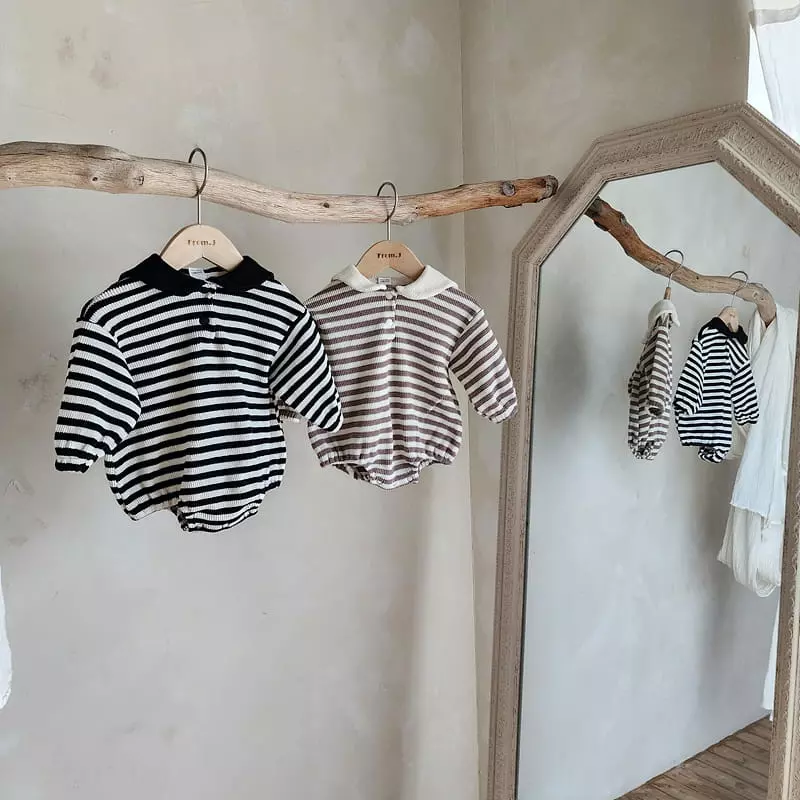 From J - Korean Baby Fashion - #onlinebabyboutique - Waffle Sailor Bodysuit - 3
