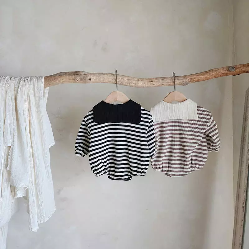 From J - Korean Baby Fashion - #onlinebabyboutique - Waffle Sailor Bodysuit - 4
