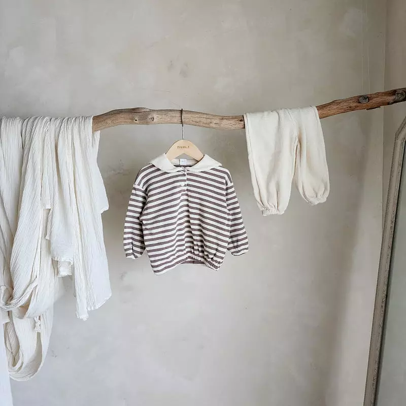From J - Korean Baby Fashion - #onlinebabyshop - Waffle Sailor Top Bottom Set - 3
