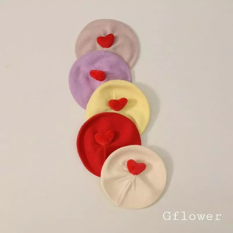 G Flower - Korean Children Fashion - #discoveringself - Heart Knit Beret Hat