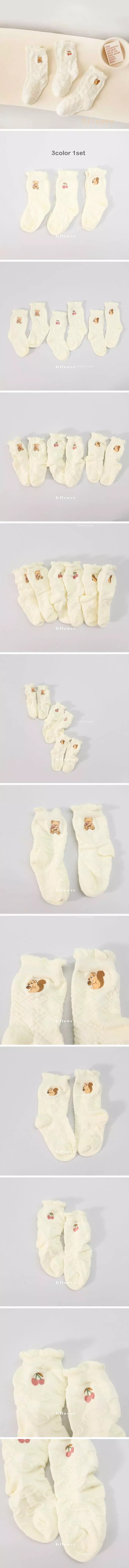 G Flower - Korean Children Fashion - #kidsshorts - Embrodiery White Socks Set