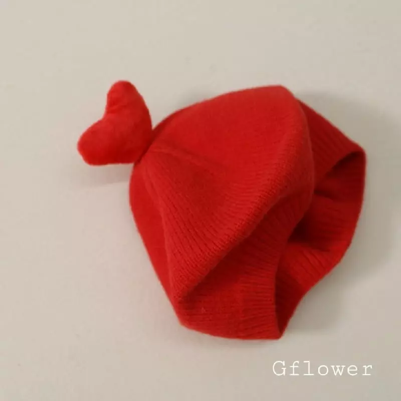 G Flower - Korean Children Fashion - #kidsshorts - Heart Knit Beret Hat - 4