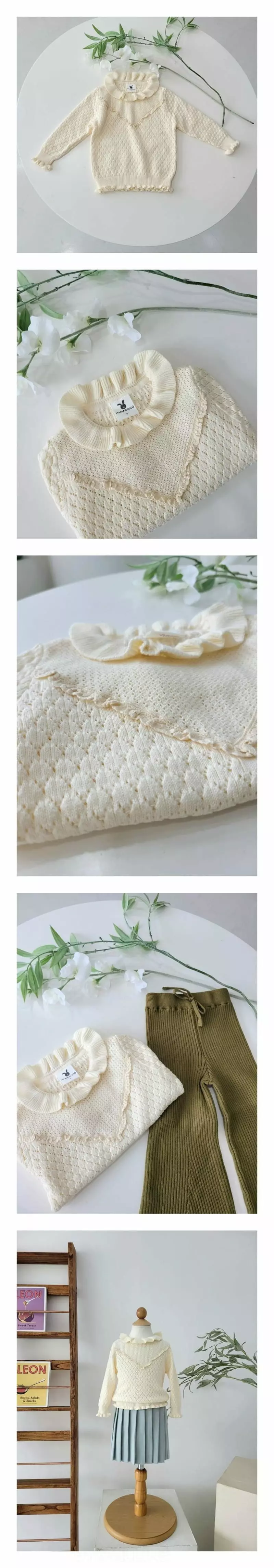 Hanacoco - Korean Children Fashion - #childofig - Frill Lace Knit Tee