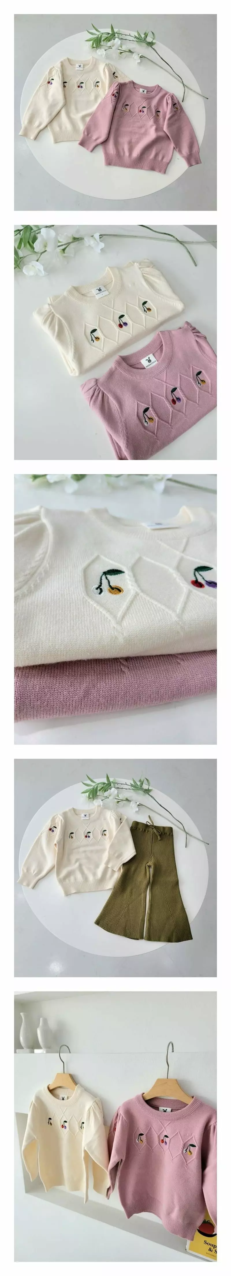 Hanacoco - Korean Children Fashion - #discoveringself - Mini Cherry Knit Tee