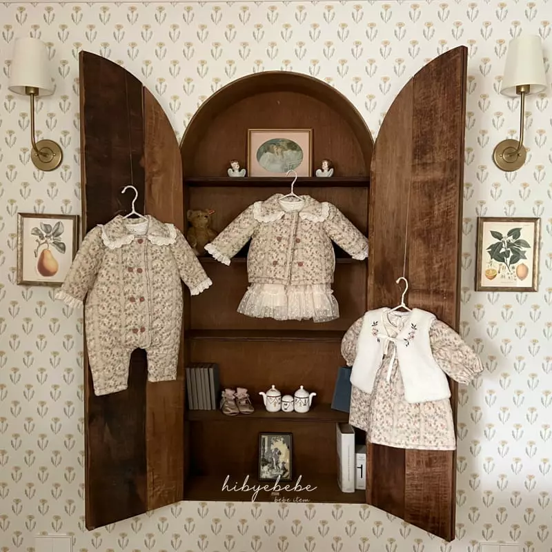 Hi Byebebe - Korean Baby Fashion - #babyfever - Rose Lace Padding Overalls - 2