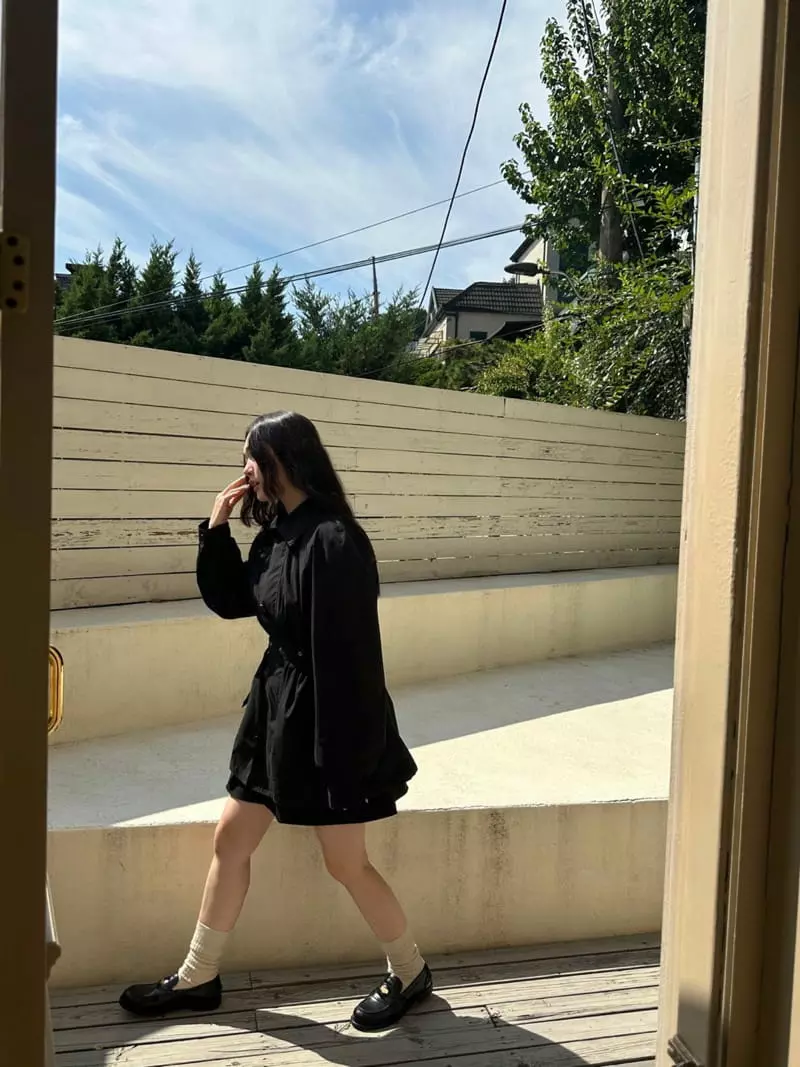 Jejeunosity - Korean Women Fashion - #momslook - Black Belt Jacket - 5