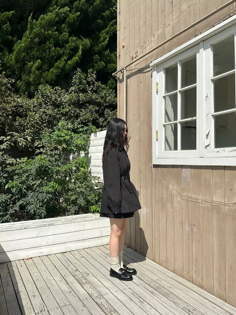Jejeunosity - Korean Women Fashion - #momslook - Black Belt Jacket - 7