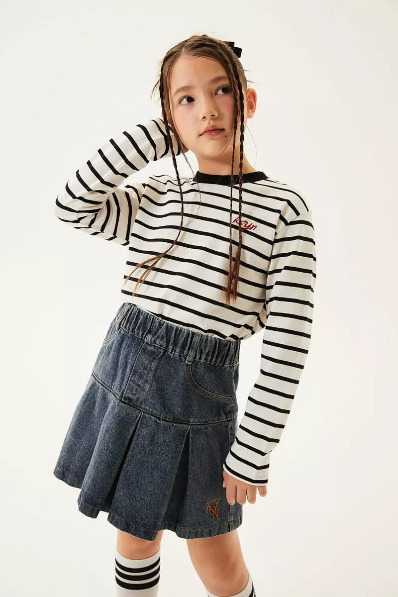 Kokoyarn - Korean Junior Fashion - #childrensboutique - Ditto Denim Wrinkle Skirt - 7