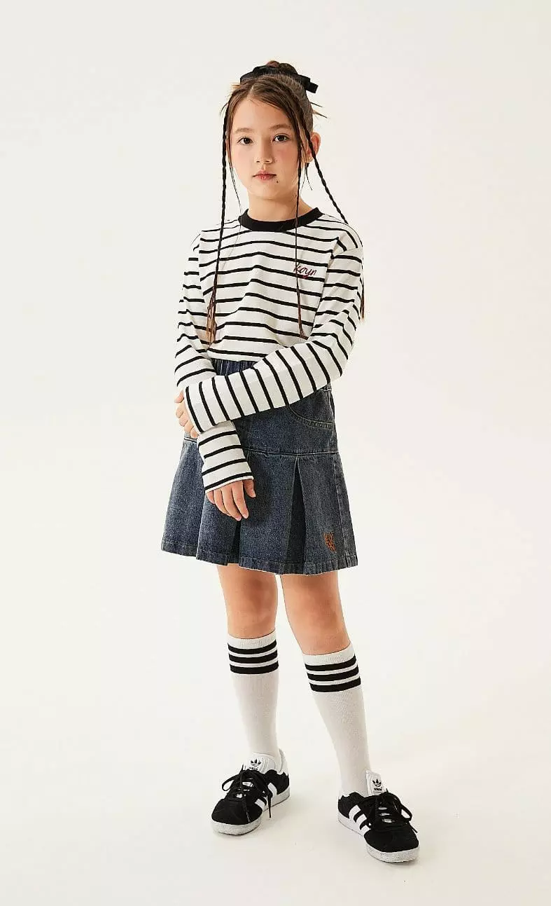 Kokoyarn - Korean Junior Fashion - #designkidswear - Ditto Denim Wrinkle Skirt - 8