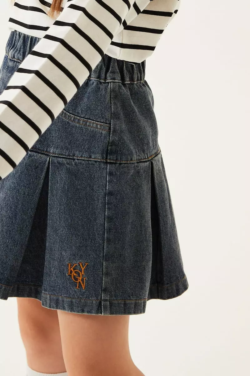 Kokoyarn - Korean Junior Fashion - #kidsstore - Ditto Denim Wrinkle Skirt - 12