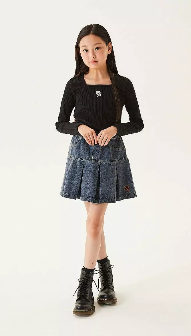 Kokoyarn - Korean Junior Fashion - #littlefashionista - Ditto Denim Wrinkle Skirt