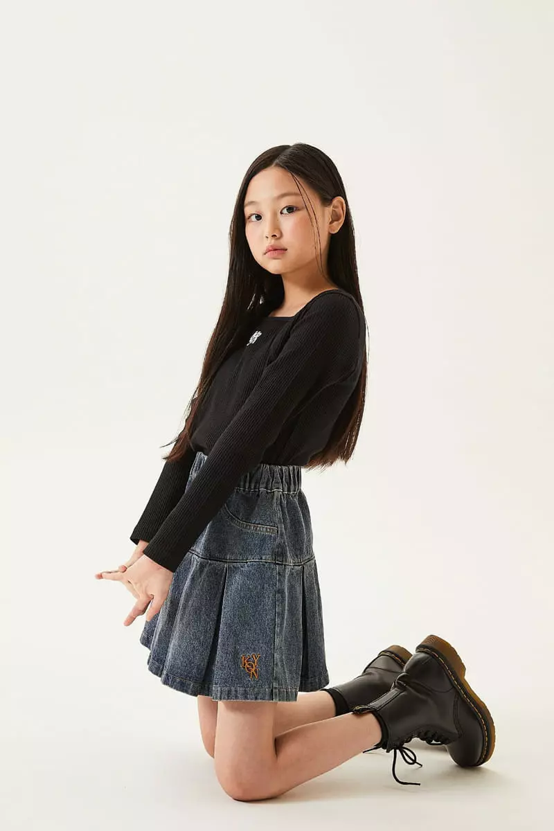 Kokoyarn - Korean Junior Fashion - #magicofchildhood - Ditto Denim Wrinkle Skirt - 2