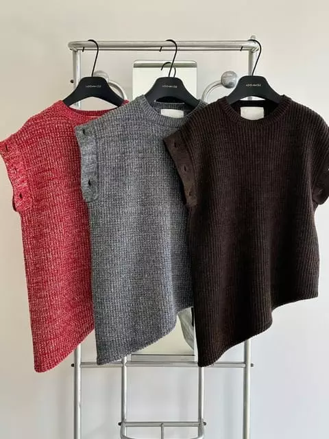 L Arc En Ciel - Korean Women Fashion - #womensfashion - Marong Unbal Knit Tee