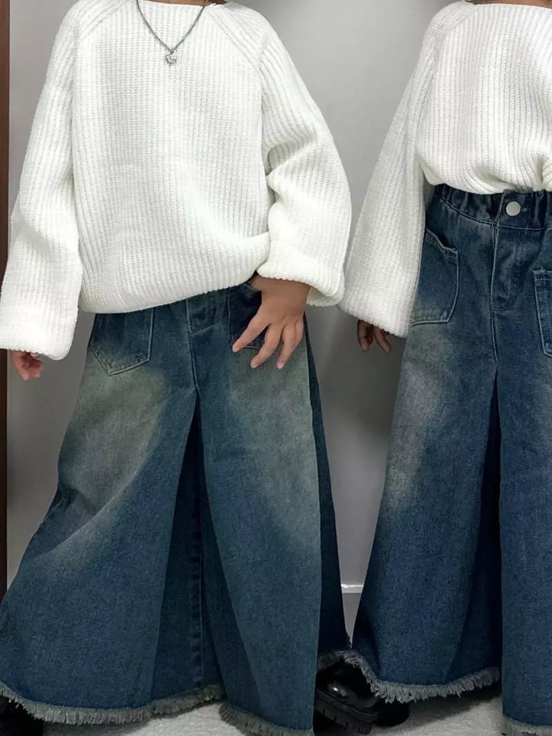 Little Rabbit - Korean Children Fashion - #kidzfashiontrend - Skirt Denim Pants - 5