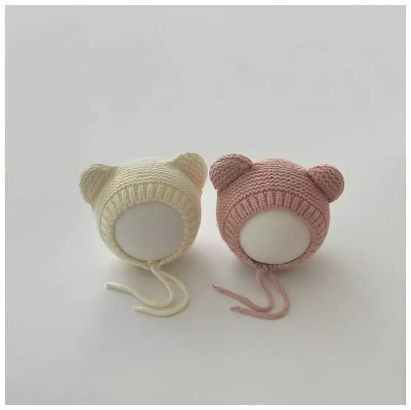 Miso - Korean Baby Fashion - #babylifestyle - Bear Knit Bonnet Hat 38~48cm - 6