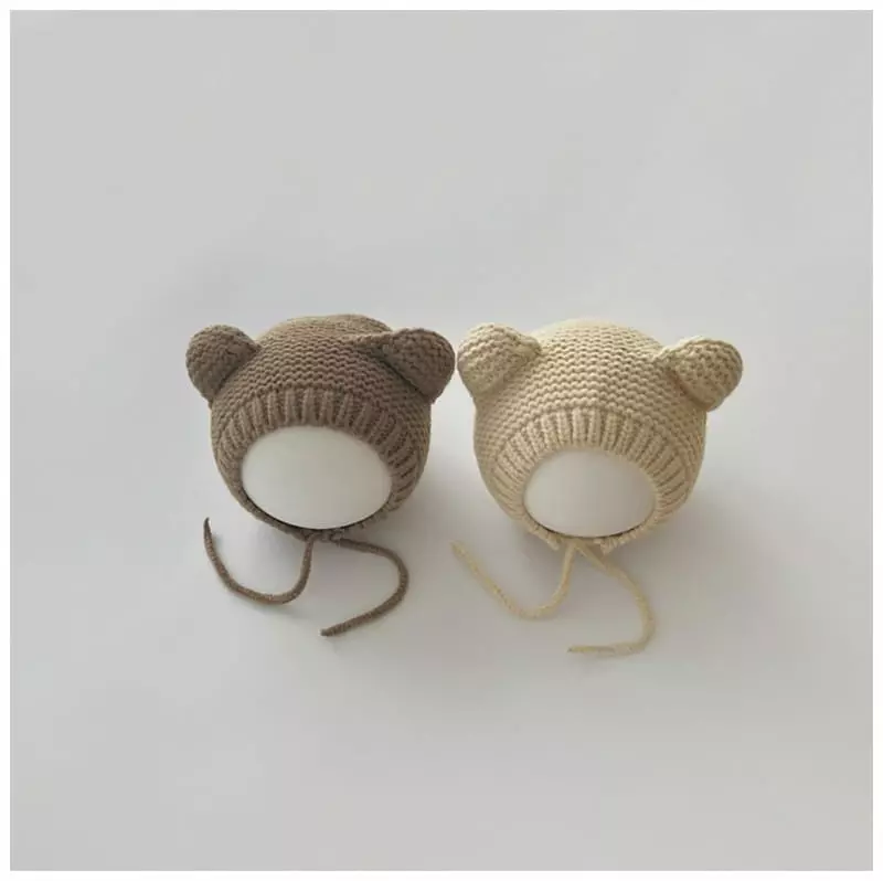 Miso - Korean Baby Fashion - #babyoninstagram - Bear Knit Bonnet Hat 38~48cm - 7