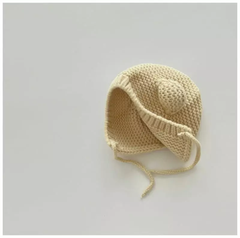 Miso - Korean Baby Fashion - #babyoutfit - Bear Knit Bonnet Hat 38~48cm - 10