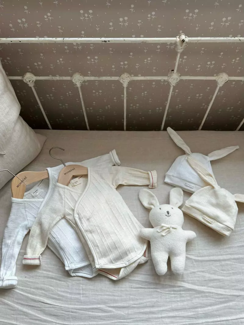 Monbebe - Korean Baby Fashion - #babyboutique - Mon Bunny Bodysuit with Bonnet