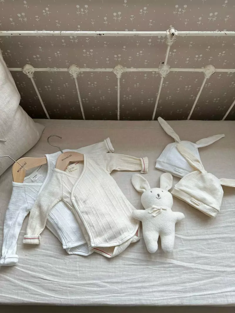 Monbebe - Korean Baby Fashion - #babyclothing - Mon Bunny Bodysuit with Bonnet - 4