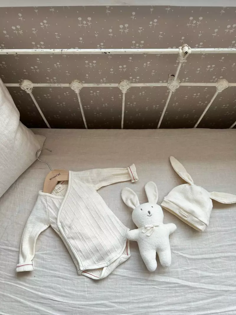 Monbebe - Korean Baby Fashion - #babygirlfashion - Mon Bunny Bodysuit with Bonnet - 6