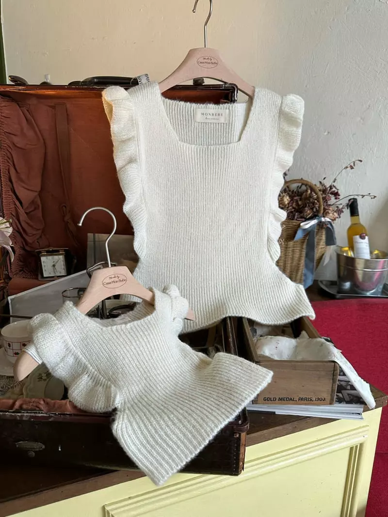 Monbebe - Korean Women Fashion - #momslook - Knit Frill Vest Mom - 12
