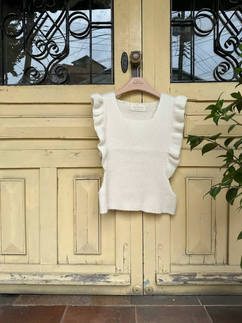 Monbebe - Korean Women Fashion - #womensfashion - Knit Frill Vest Mom - 4