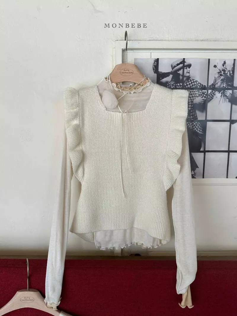 Monbebe - Korean Women Fashion - #womensfashion - Knit Frill Vest Mom - 5