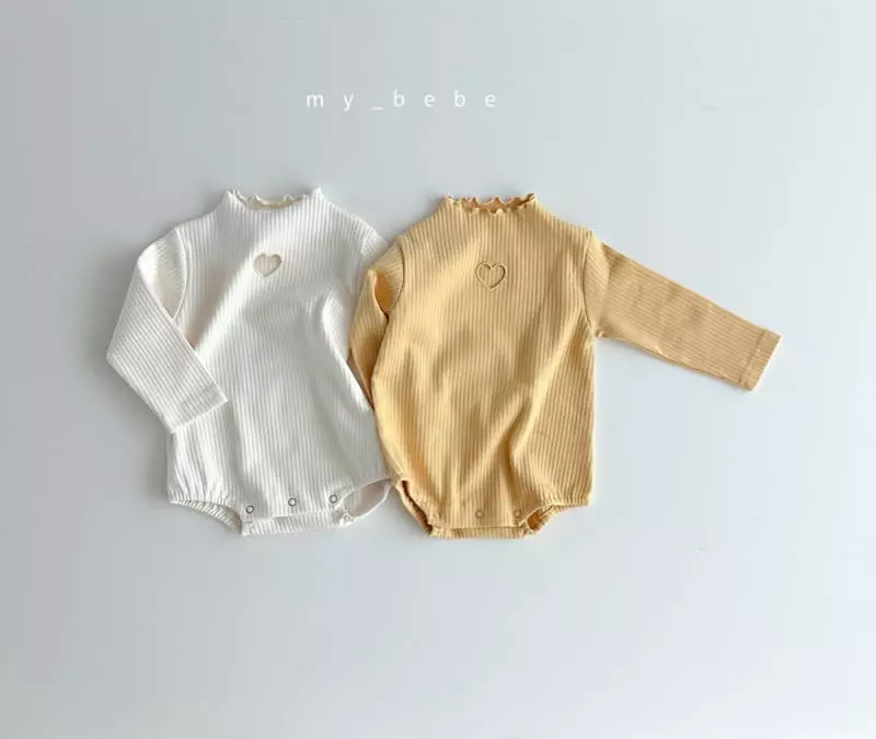 My Bebe - Korean Baby Fashion - #babyootd - Terry Heart Bodysuit - 3