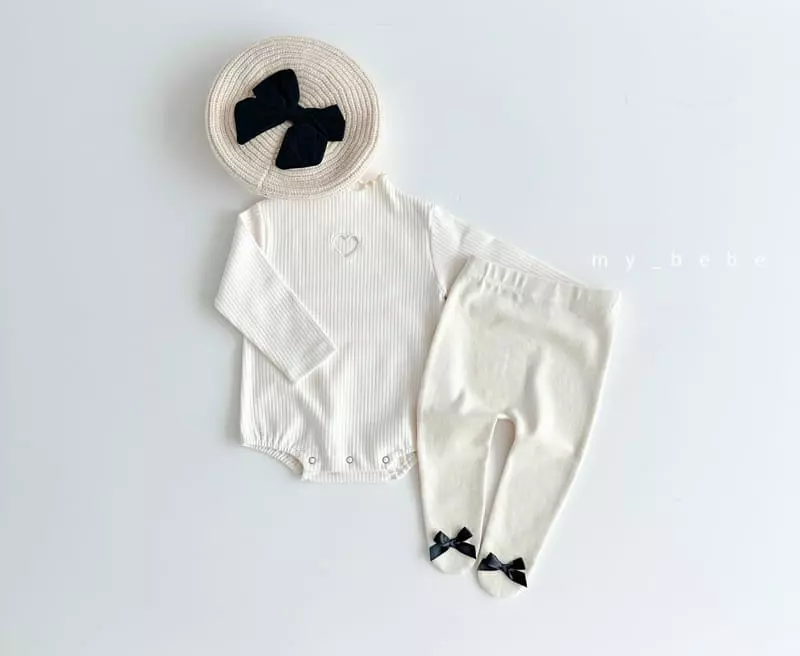 My Bebe - Korean Baby Fashion - #babyoutfit - Terry Heart Bodysuit - 5