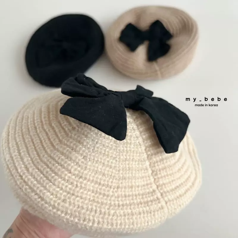 My Bebe - Korean Children Fashion - #stylishchildhood - Big Ribbon Beret Hat - 4