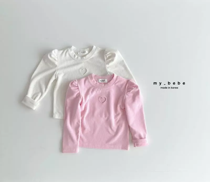 My Bebe - Korean Children Fashion - #childrensboutique - Heart Embroidery Tee