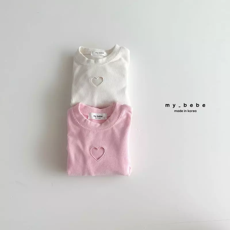 My Bebe - Korean Children Fashion - #discoveringself - Heart Embroidery Tee - 3