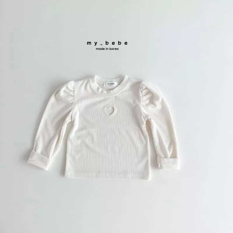 My Bebe - Korean Children Fashion - #discoveringself - Heart Embroidery Tee - 4