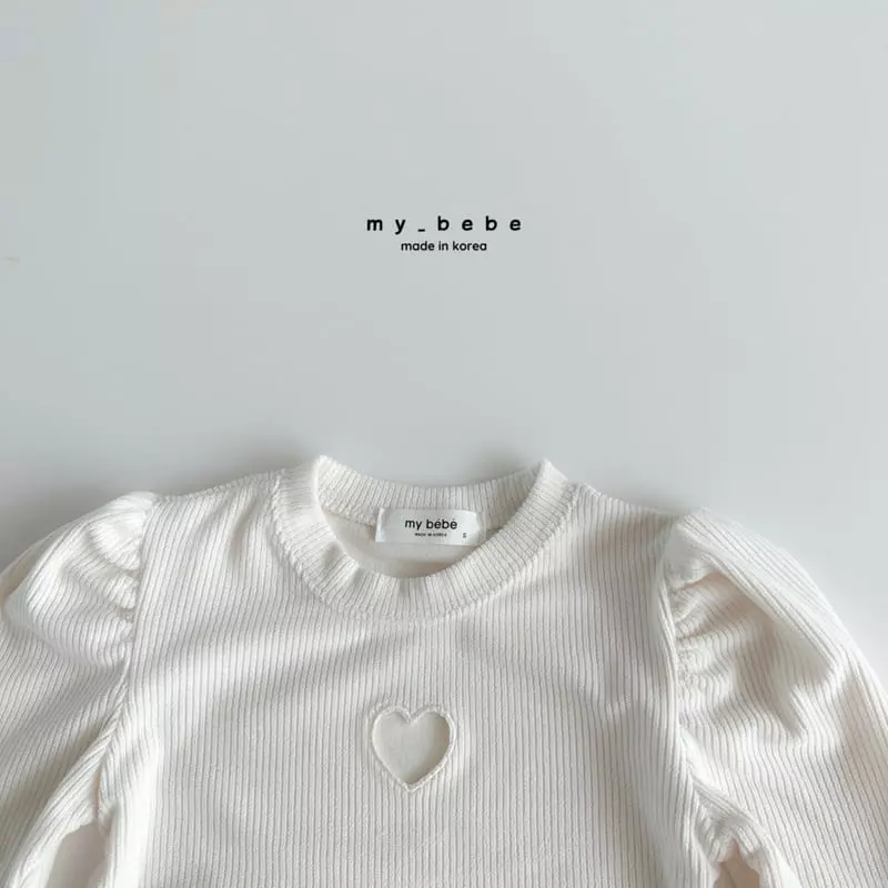 My Bebe - Korean Children Fashion - #kidsshorts - Heart Embroidery Tee - 5