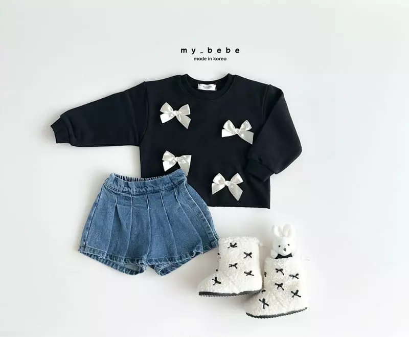 My Bebe - Korean Children Fashion - #kidsshorts - Ribbon Sweatshirt - 12